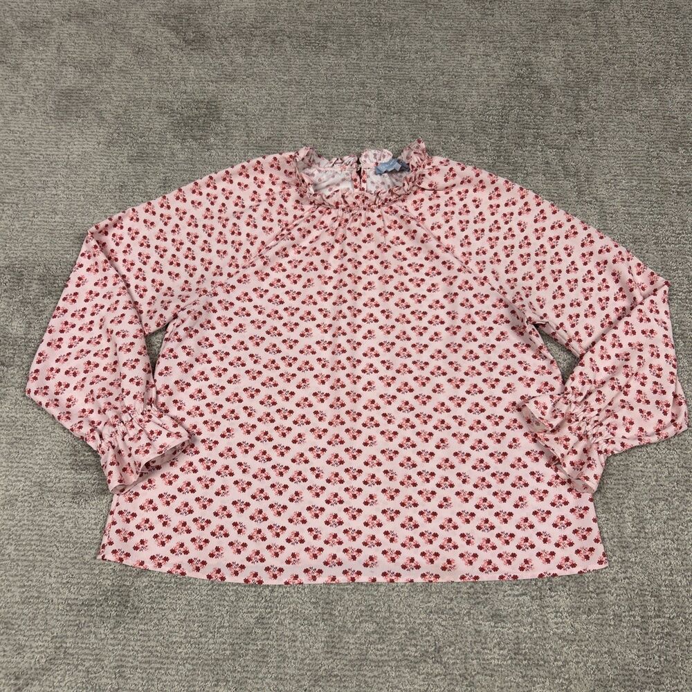 Hill House Top Women’s XL Pink Posey Millie Floral Blouse Pink Shirt Feminine